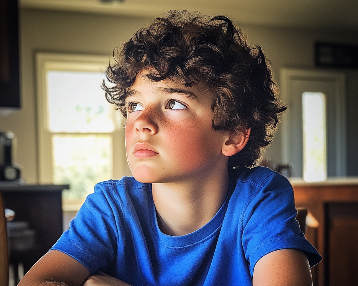 Ein kleiner Junge sitzt an einem Küchentisch | Quelle: Midjourney