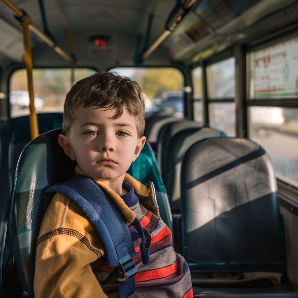 Junge im Bus | Quelle: Midjourney