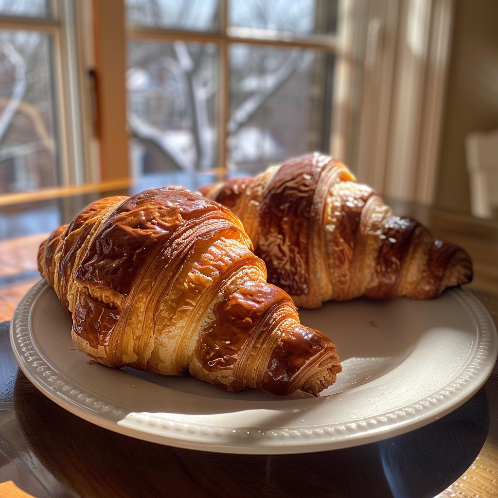 Croissants auf einem Teller | Quelle: Midjourney