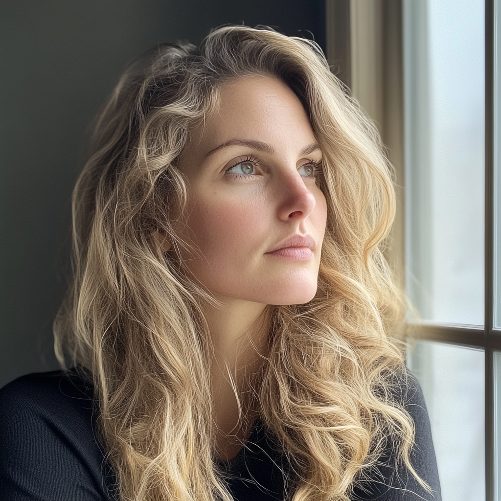 Eine Frau, die an einem Fenster steht | Quelle: Midjourney