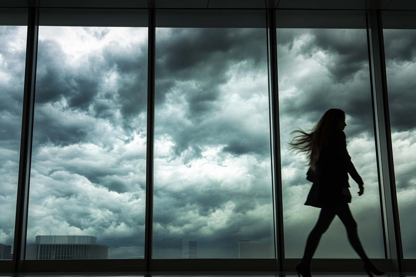 Eine Frau geht an einem Fenster vorbei | Quelle: Midjourney