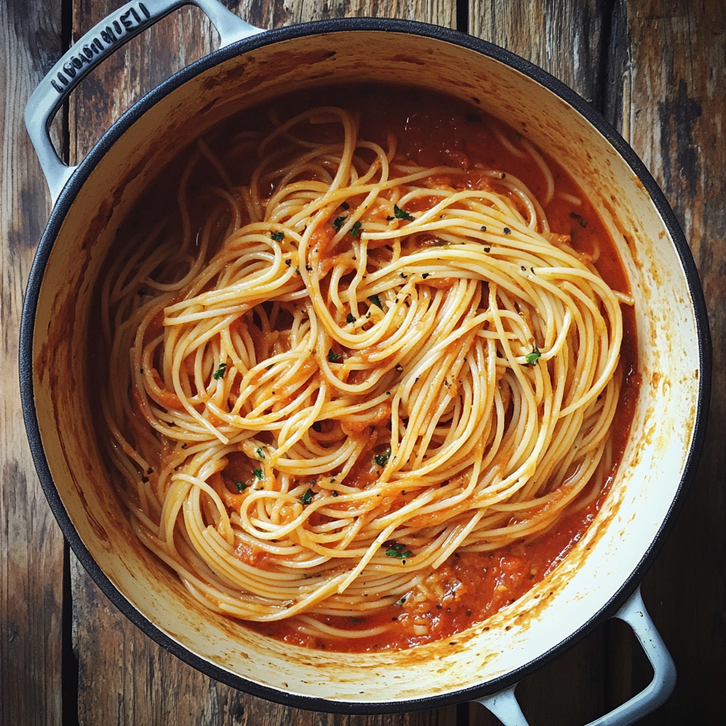 Ein Topf mit Spaghetti | Quelle: Midjourney
