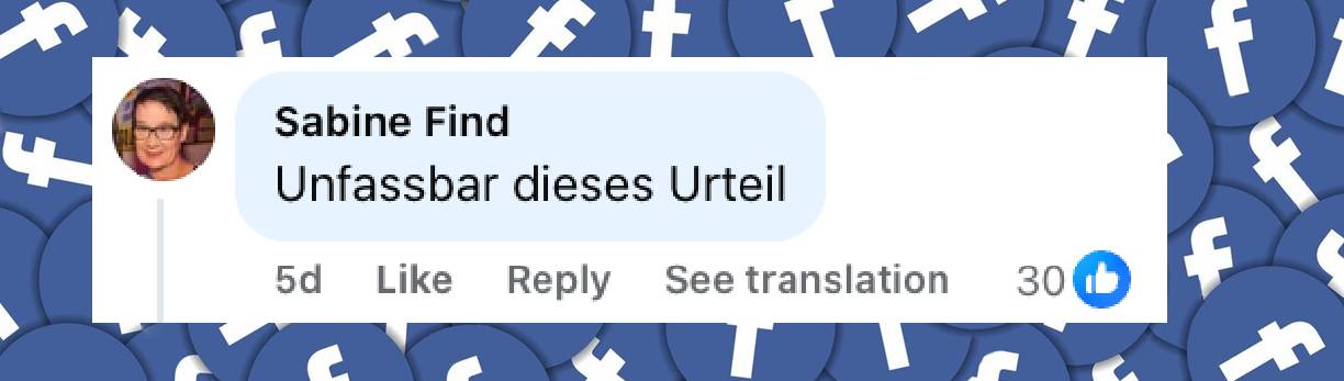 Internetnutzer kommentieren das Urteil | Quelle: facebook.com/share/p/1B2sX2onjK/