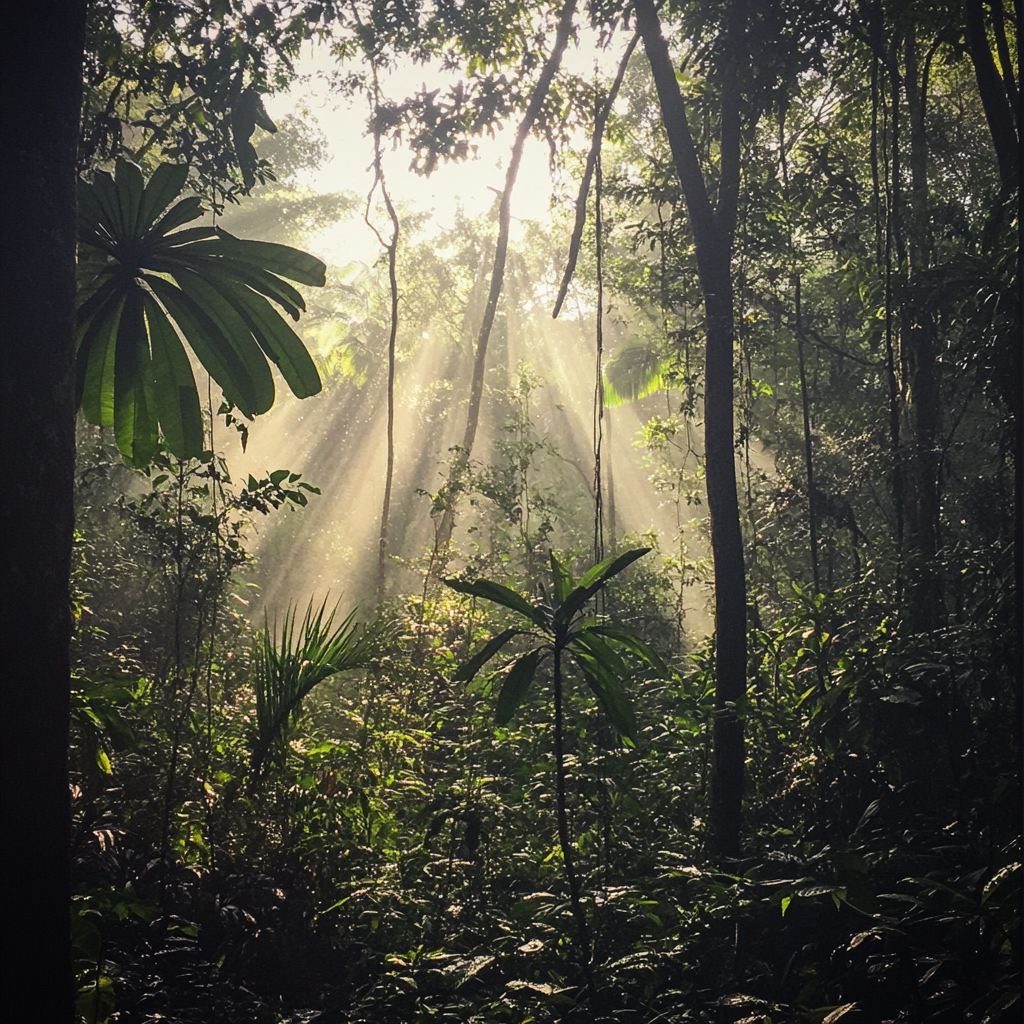 Ein imaginärer dichter Dschungel im Amazonasgebiet | Quelle: Midjourney