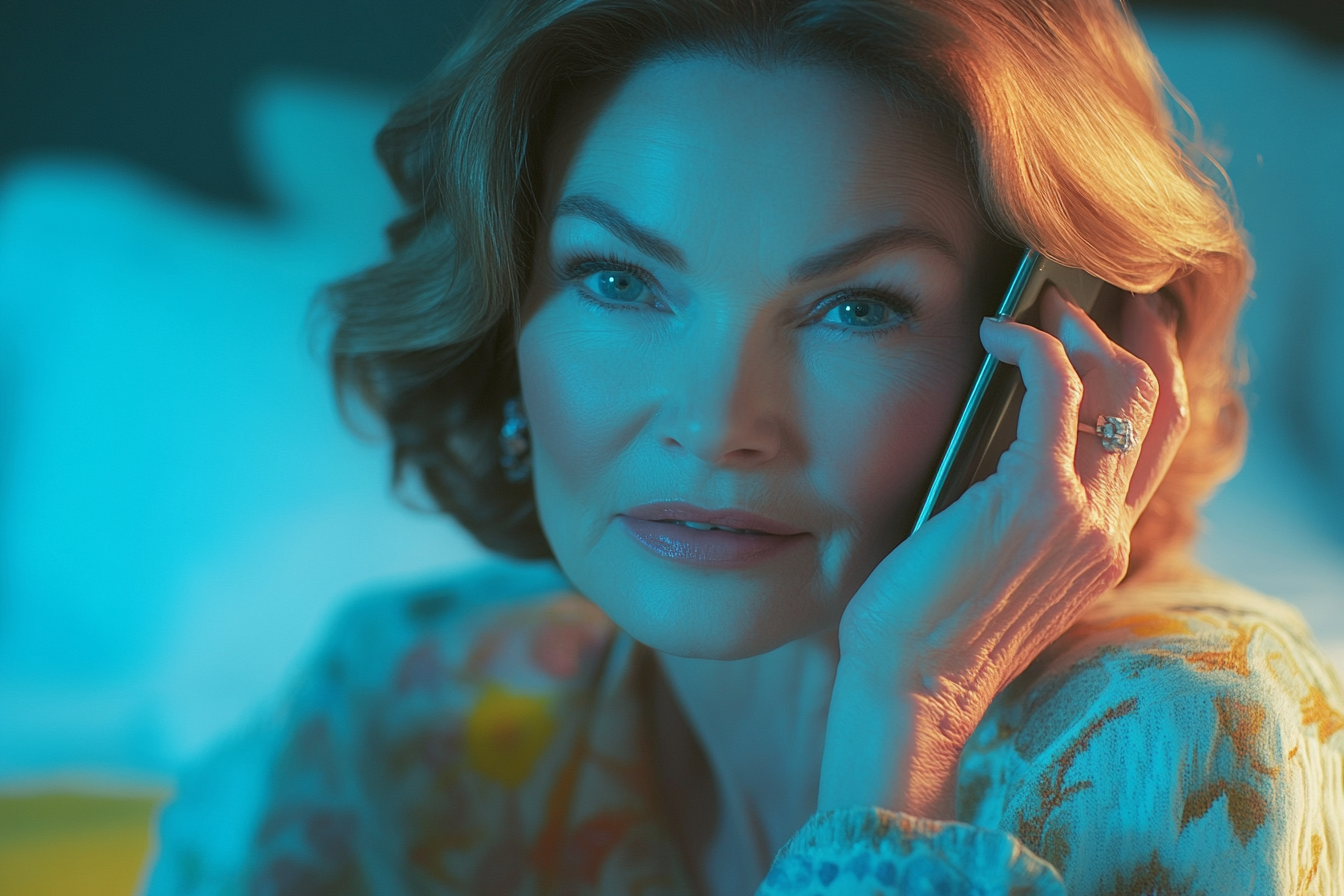 Eine Nahaufnahme einer Frau beim Telefonieren | Quelle: Midjourney
