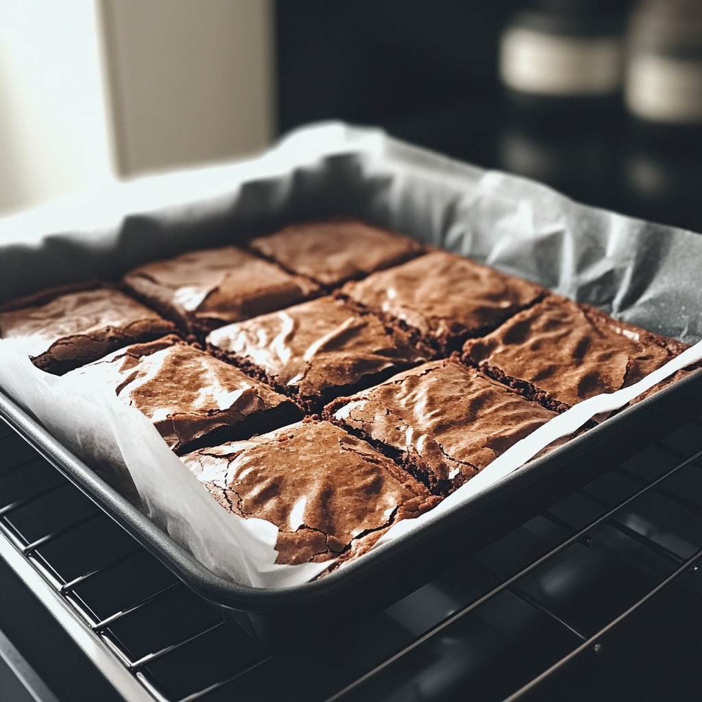 Ein Tablett mit Schokoladenbrownies | Quelle: Midjourney