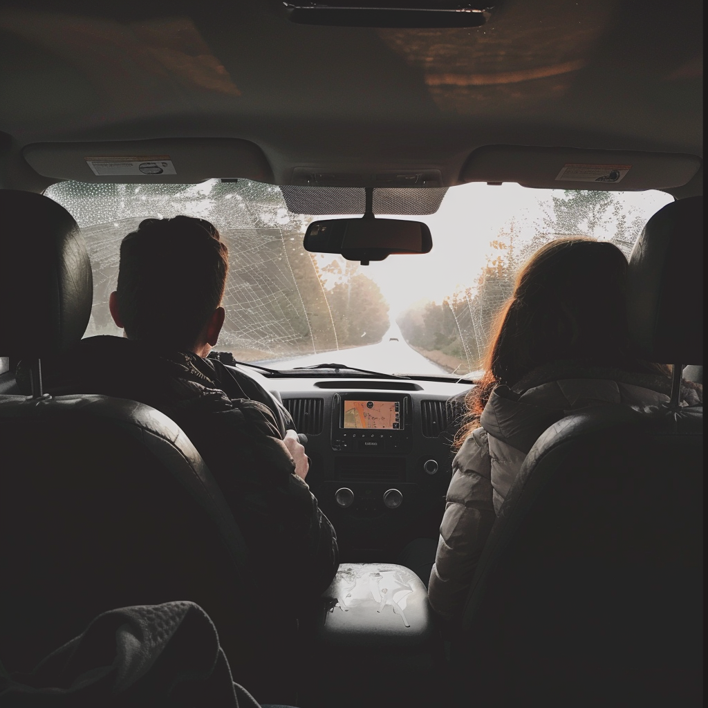 Ein Paar, das in einem Auto sitzt | Quelle: Midjourney