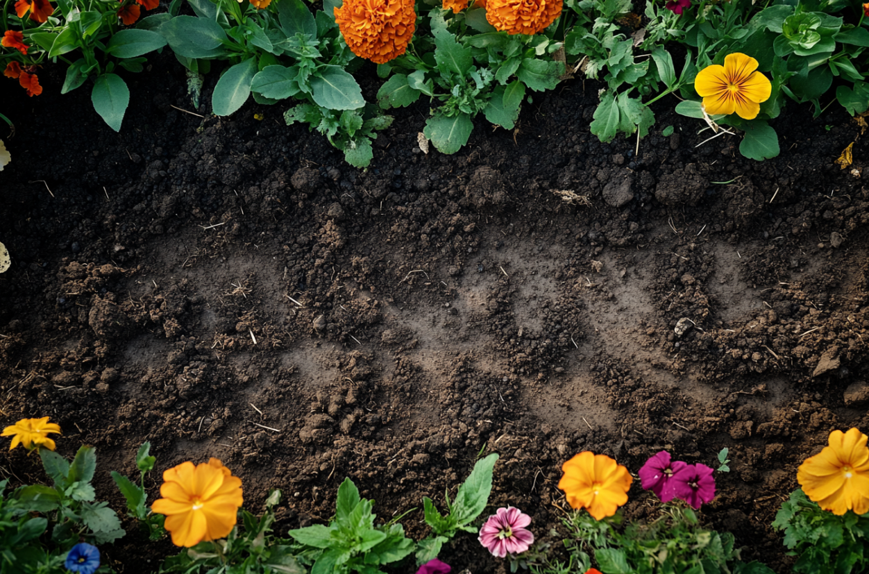 Frisch gedrehte Erde in einem Blumenbeet | Quelle: Midjourney