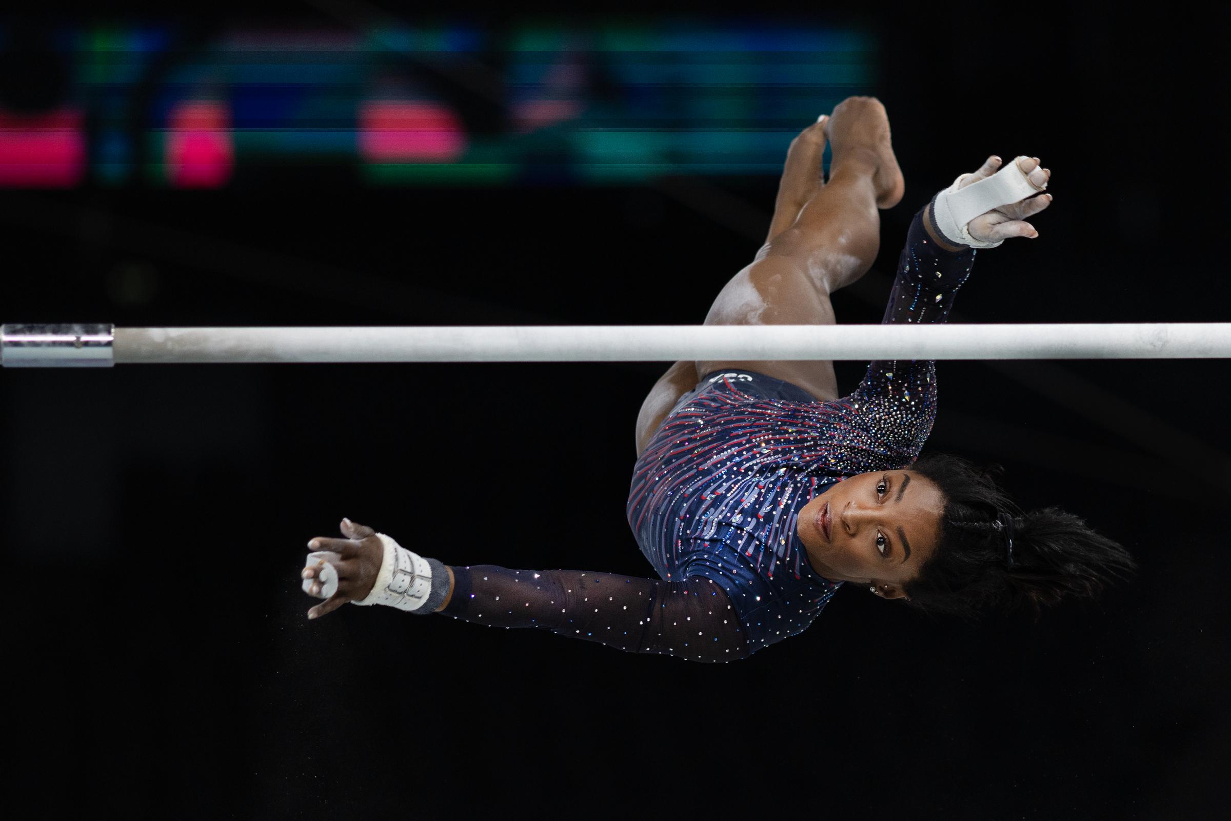 Simone Biles während der Qualifikation für das Kunstturnen der Frauen in Paris, Frankreich am 28. Juli 2024 | Quelle: Getty Images