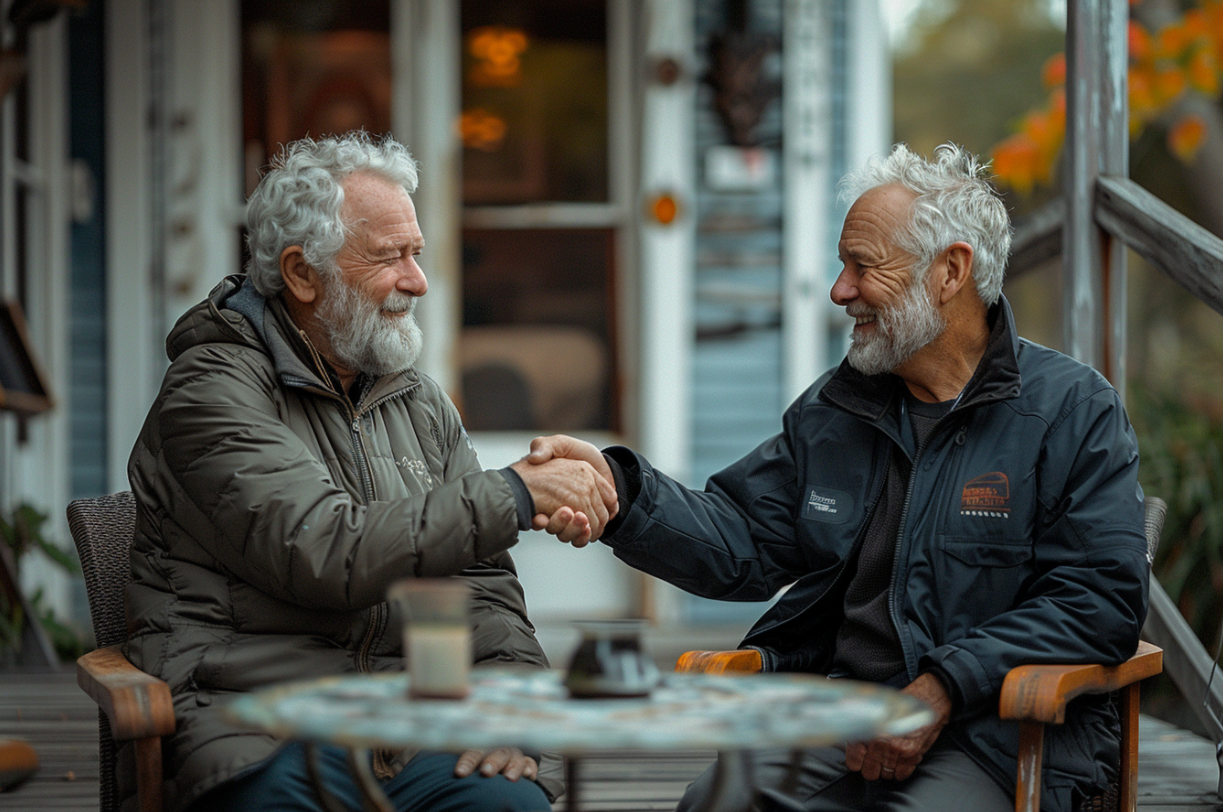 Zwei Männer beim Händeschütteln | Quelle: Midjourney