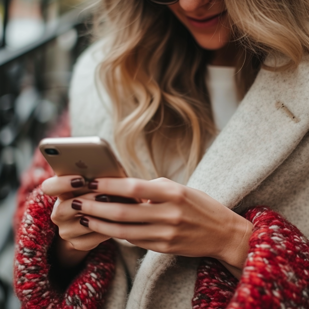 Eine Frau hält ihr Telefon in der Hand | Quelle: Midjourney