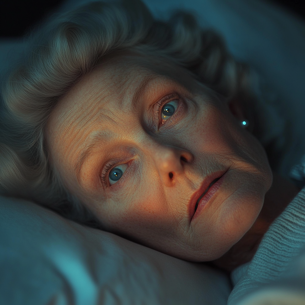Eine ältere Dame, die im Bett liegt | Quelle: Midjourney