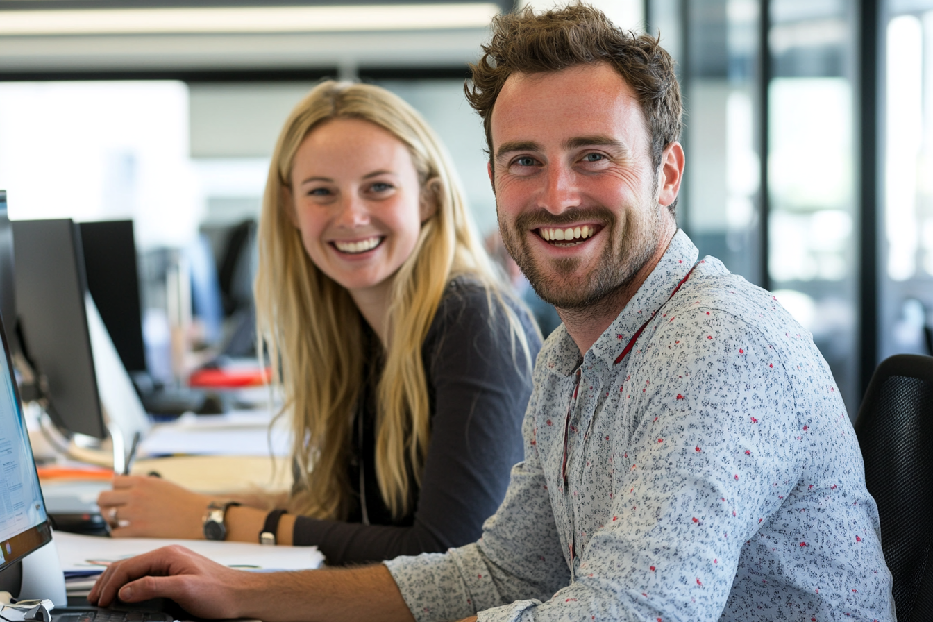 Ein Mann und eine Frau in einem Büro | Quelle: Midjourney