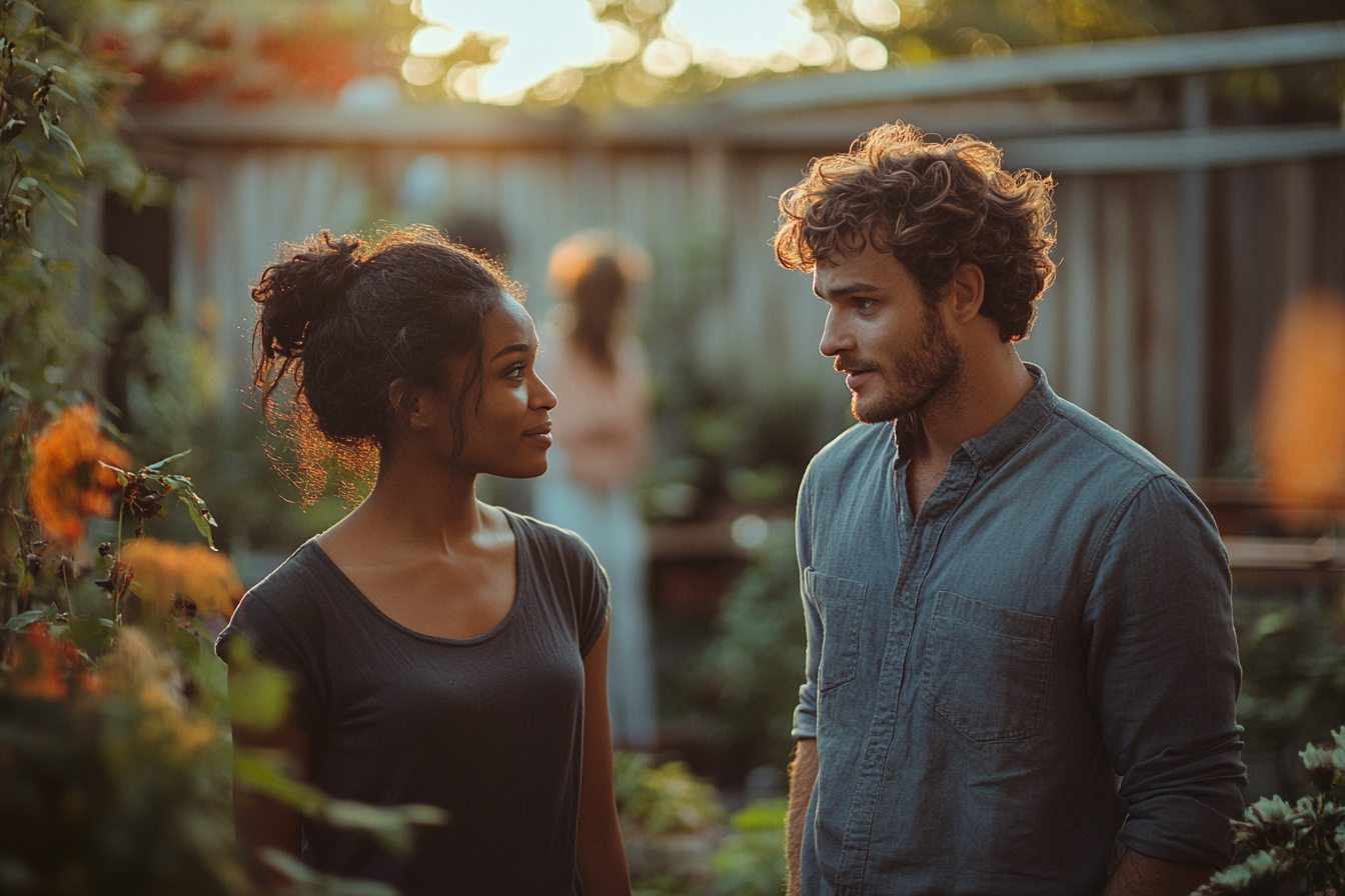 Pessoas tendo uma conversa séria | Fonte: Midjourney