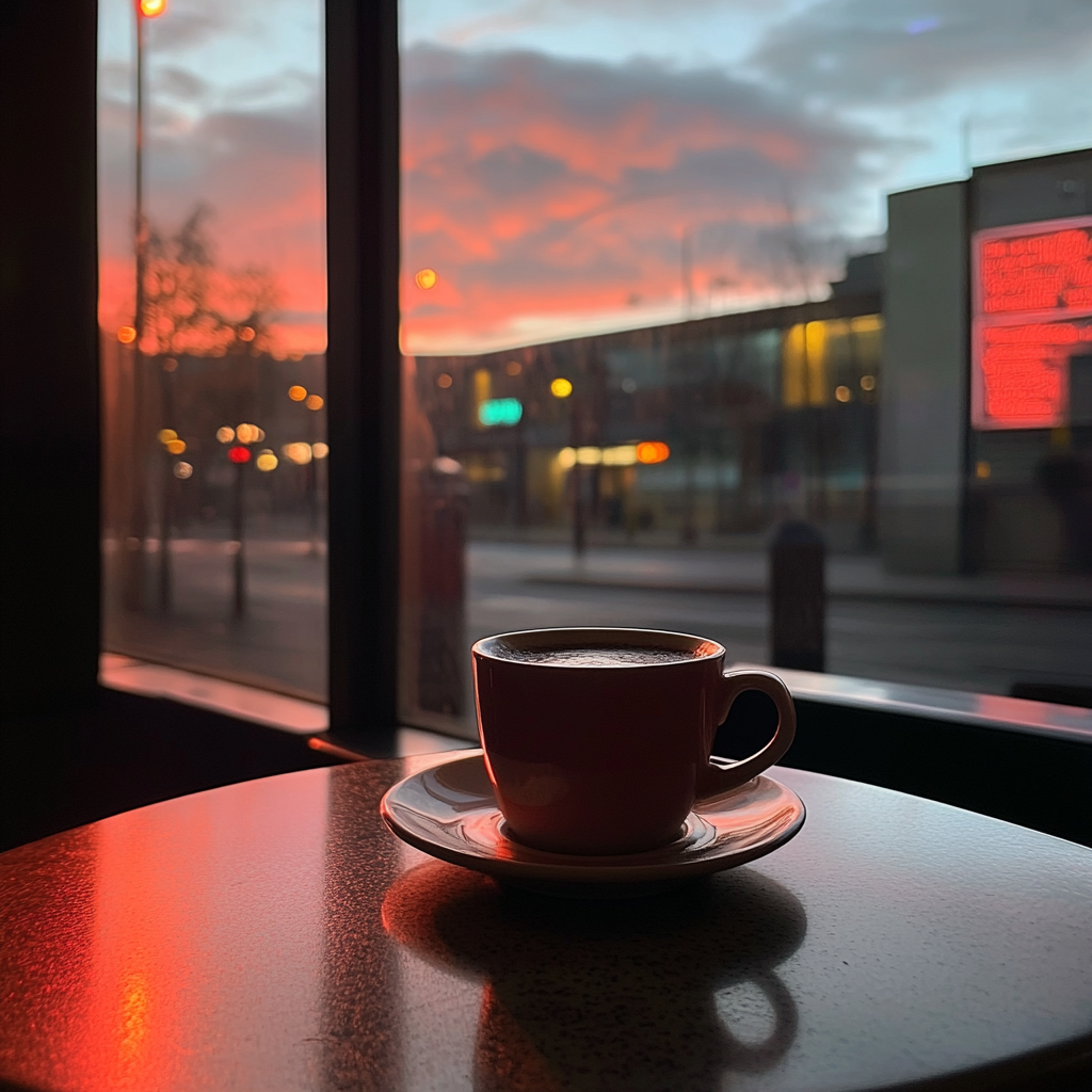 Eine Tasse Kaffee auf einem Tisch | Quelle: Midjourney