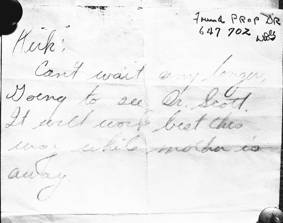 Ein Brief aus der Handtasche, der vielleicht an Kirk Douglas adressiert war. 1949. | Quelle: Getty Images