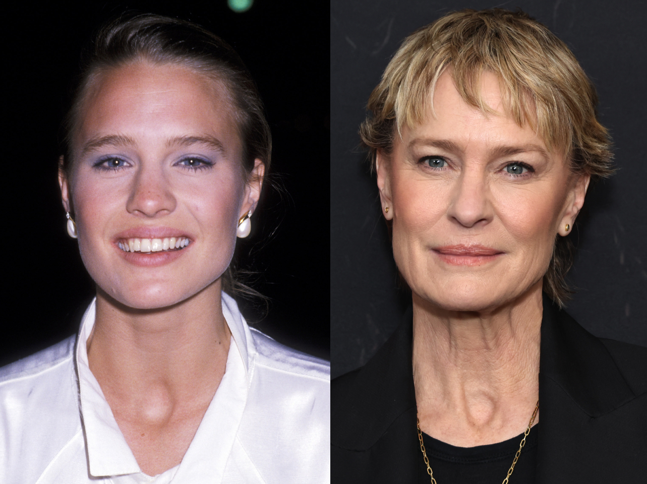 Robin Wright im Jahr 1985 | Robin Wright im Jahr 2024 | Quelle: Getty Images