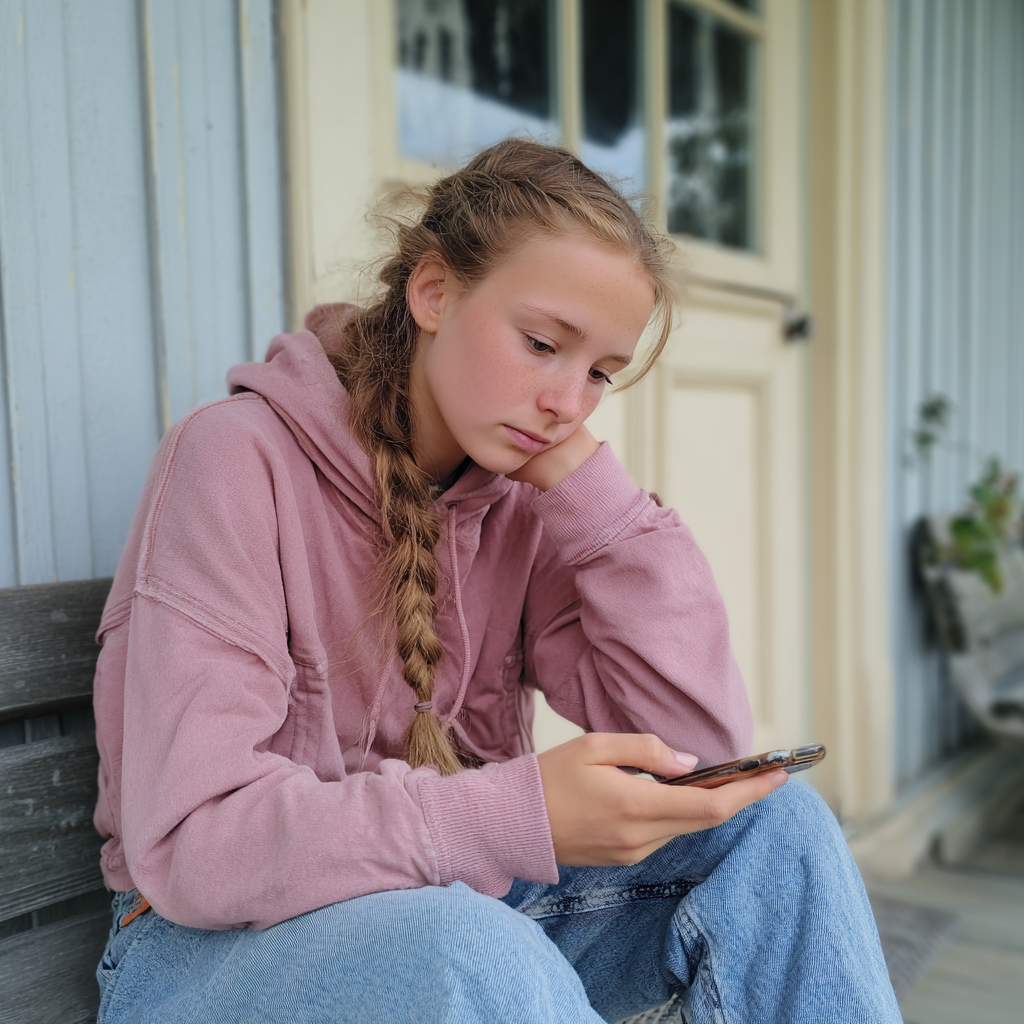 Ein Mädchen im Teenageralter benutzt ihr Telefon | Quelle: Midjourney