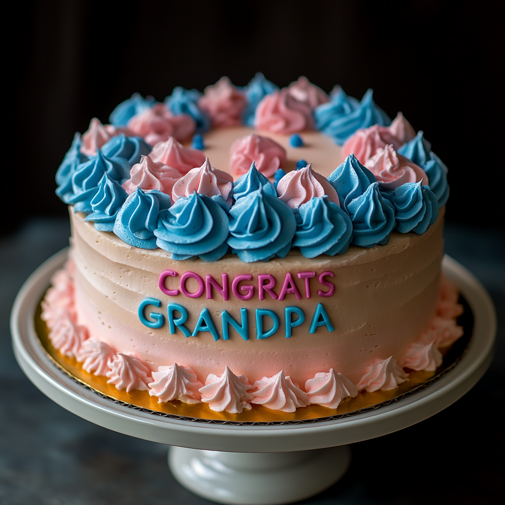 Ein Kuchen mit der Aufschrift "Congrats Grandpa" | Quelle: Midjourney