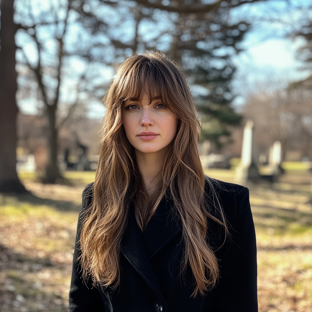 Eine Frau, die auf einem Friedhof steht | Quelle: Midjourney