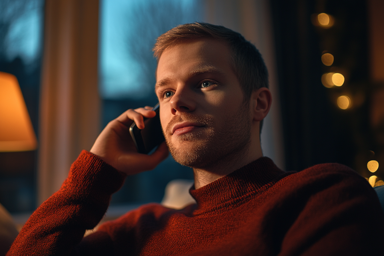 Ein Mann spricht mit seiner Mutter am Telefon | Quelle: Midjourney