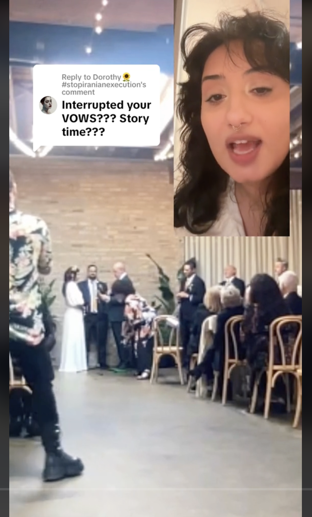 Stasia teilte Videoaufnahmen von ihrem Hochzeitstag, auf denen zu sehen ist, wie ihr Mann und andere Gäste, darunter auch ihre Mutter, ihren Platz verlassen, wie in einem Video vom 19. Oktober 2023 zu sehen ist | Quelle: TikTok/stasiasvcks