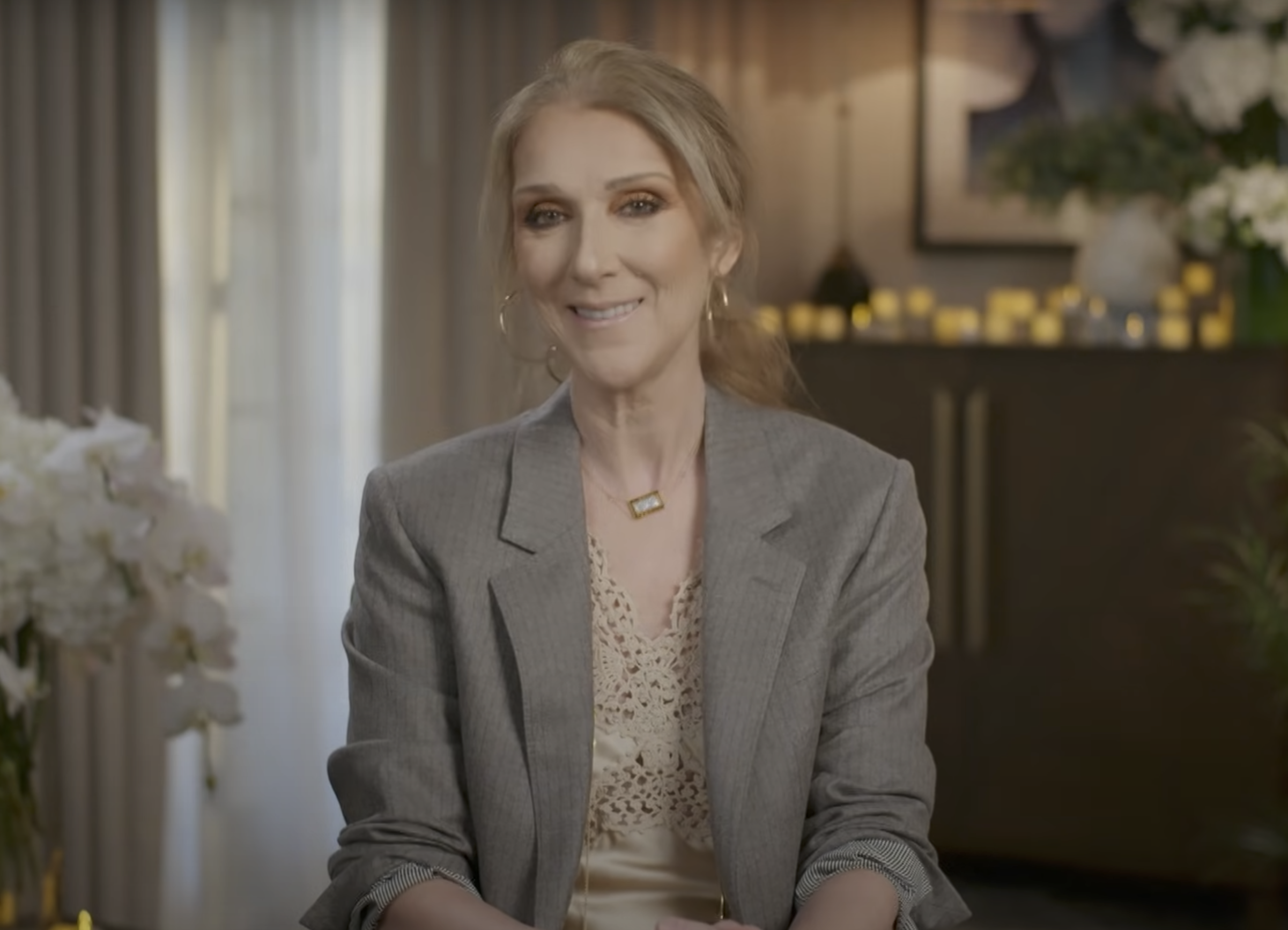 Ein Bildschirmfoto von Céline Dion aus einem Video vom 14. Mai 2025. | Quelle: YouTube/Eurovision Song Contest