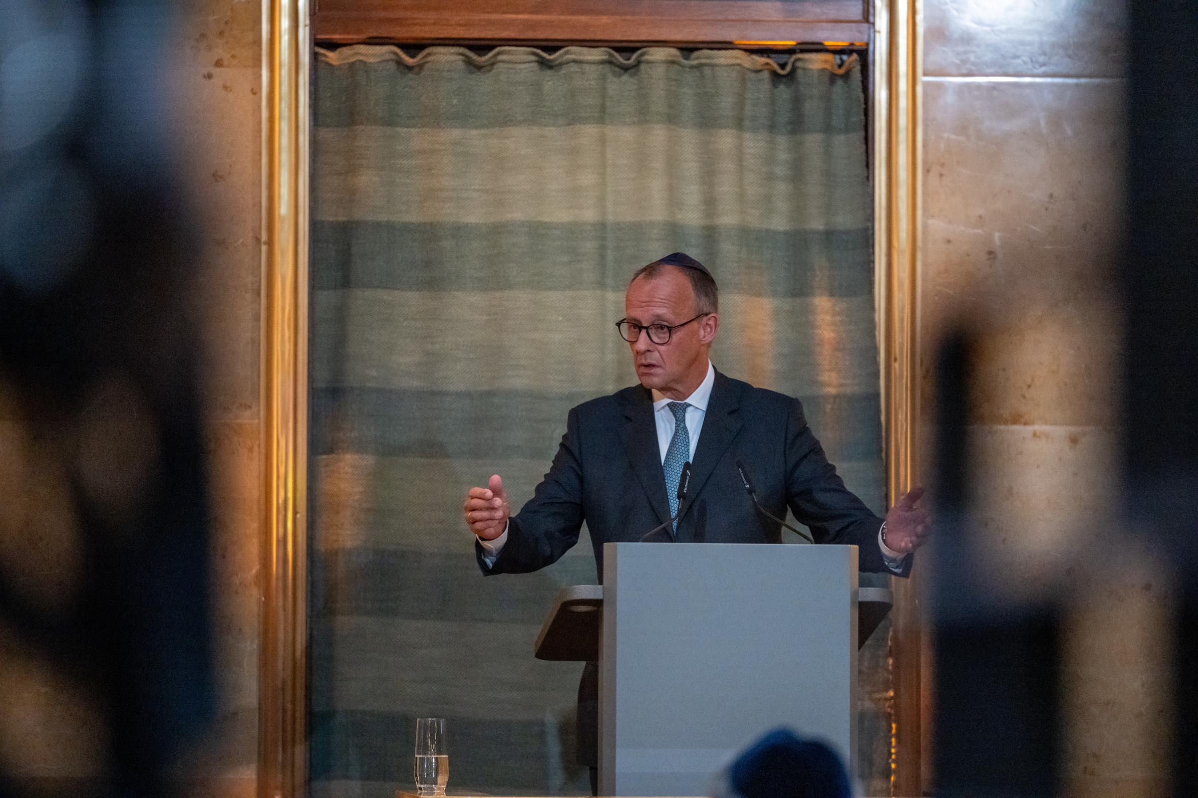 Friedrich Merz während seiner Rede am 15. September 2025 | Quelle: Getty Images