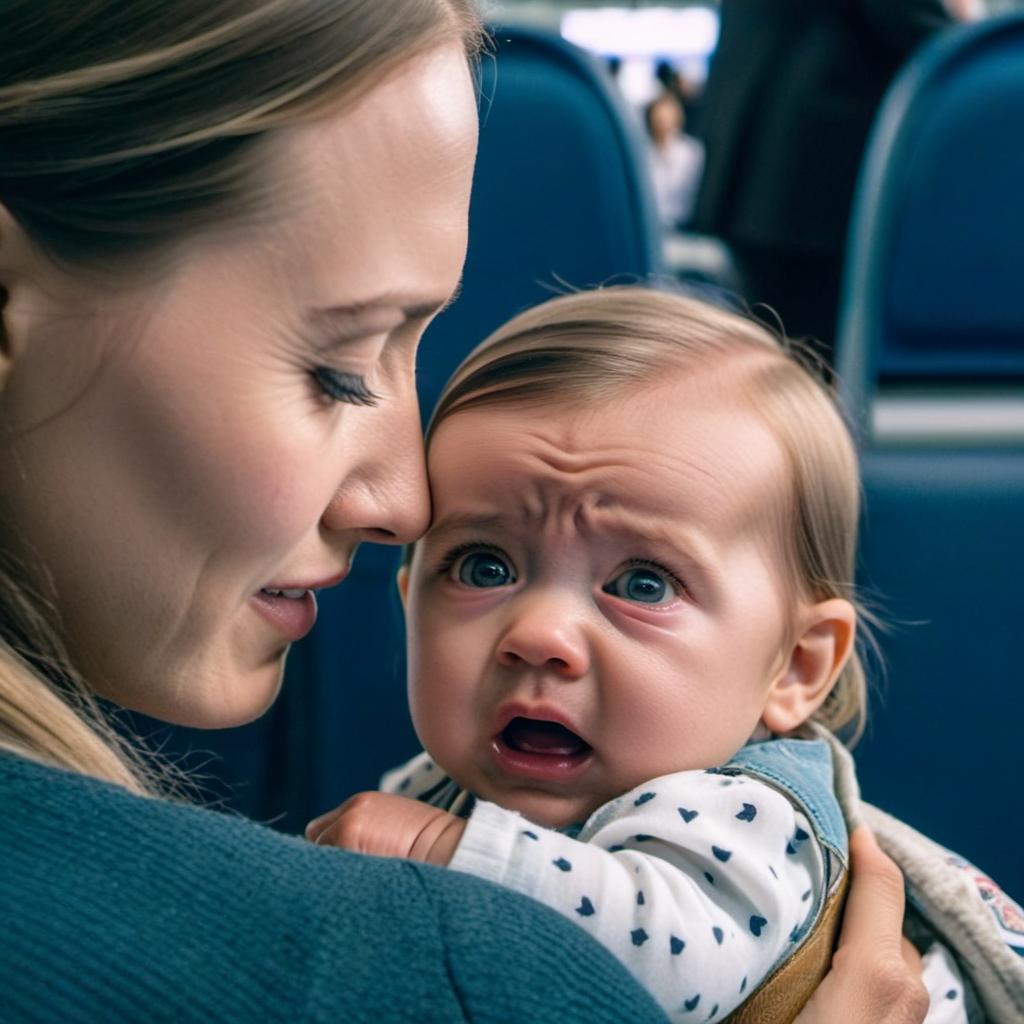 Um bebê chora enquanto sua mãe o segura nos braços | Fonte: Midjourney