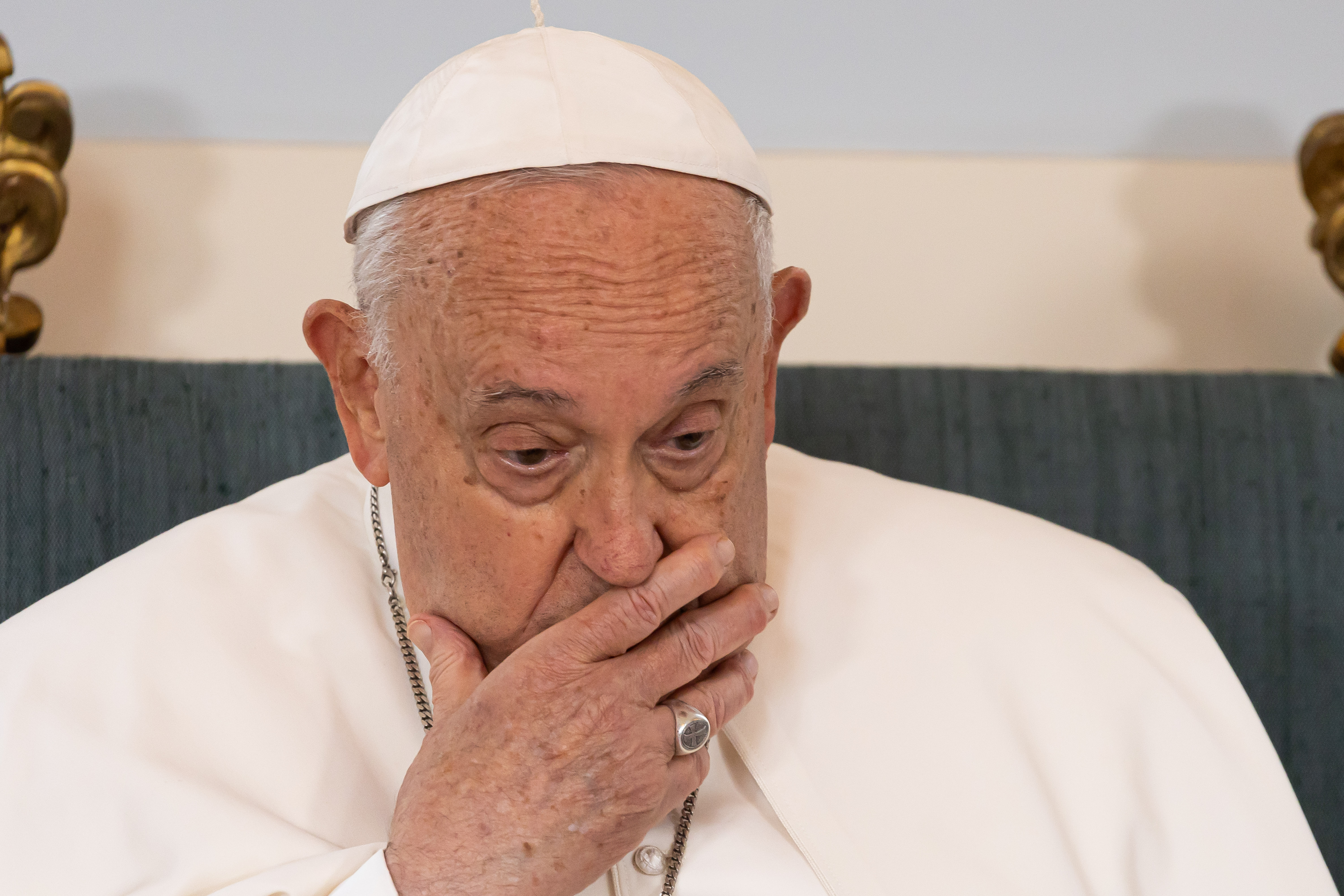 Papst Franziskus im Schloss Laeken in Brüssel, Belgien. | Quelle: Getty Images