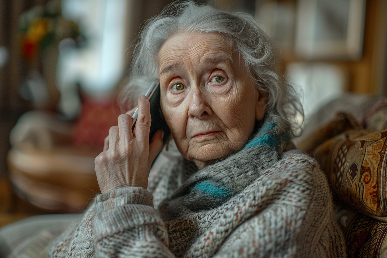 Eine ältere Frau spricht am Telefon | Quelle: Midjourney