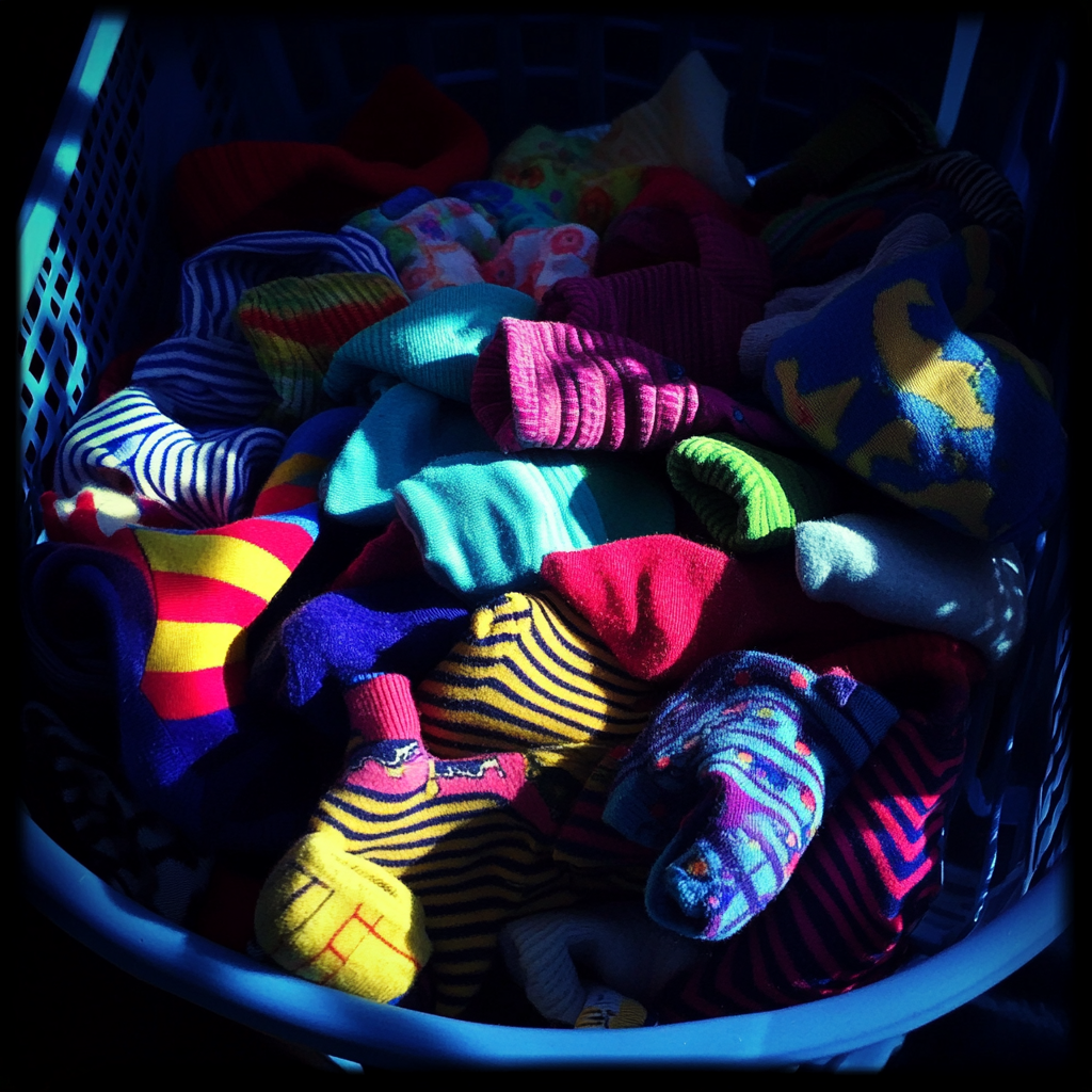Socken in einem Wäschekorb | Quelle: Midjourney