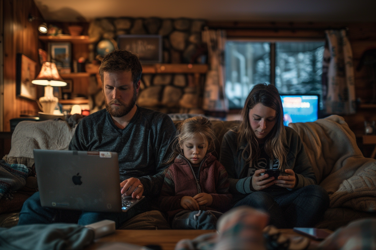 Eine Familie sitzt auf einem Sofa | Quelle: Midjourney