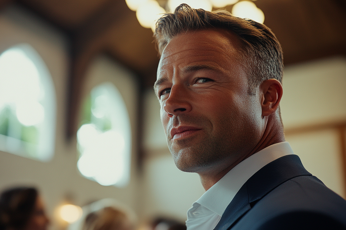 Ein Mann bei der Hochzeit seines Sohnes | Quelle: Midjourney