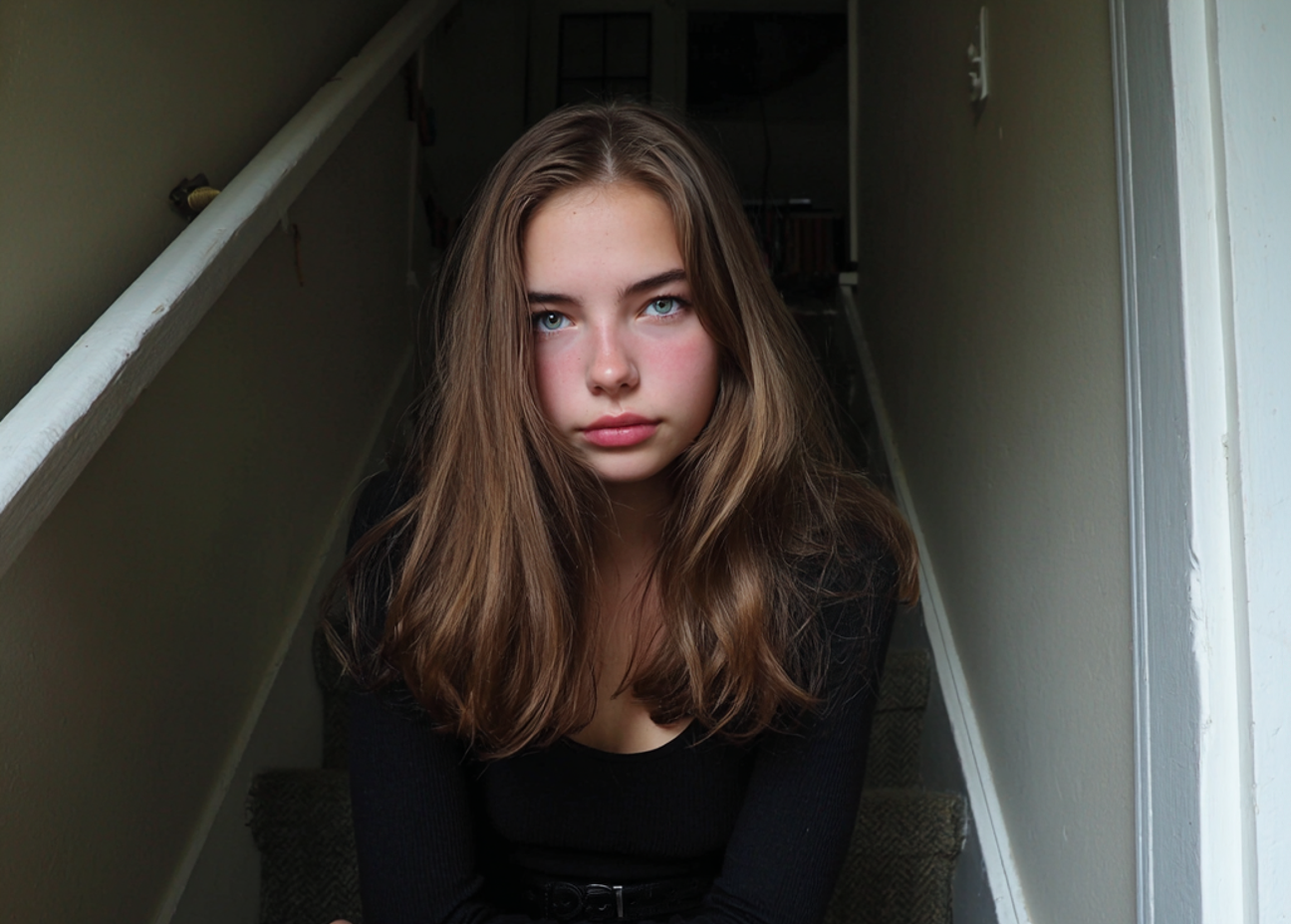 Ein Teenager-Mädchen sitzt auf einer Treppe | Quelle: Midjourney