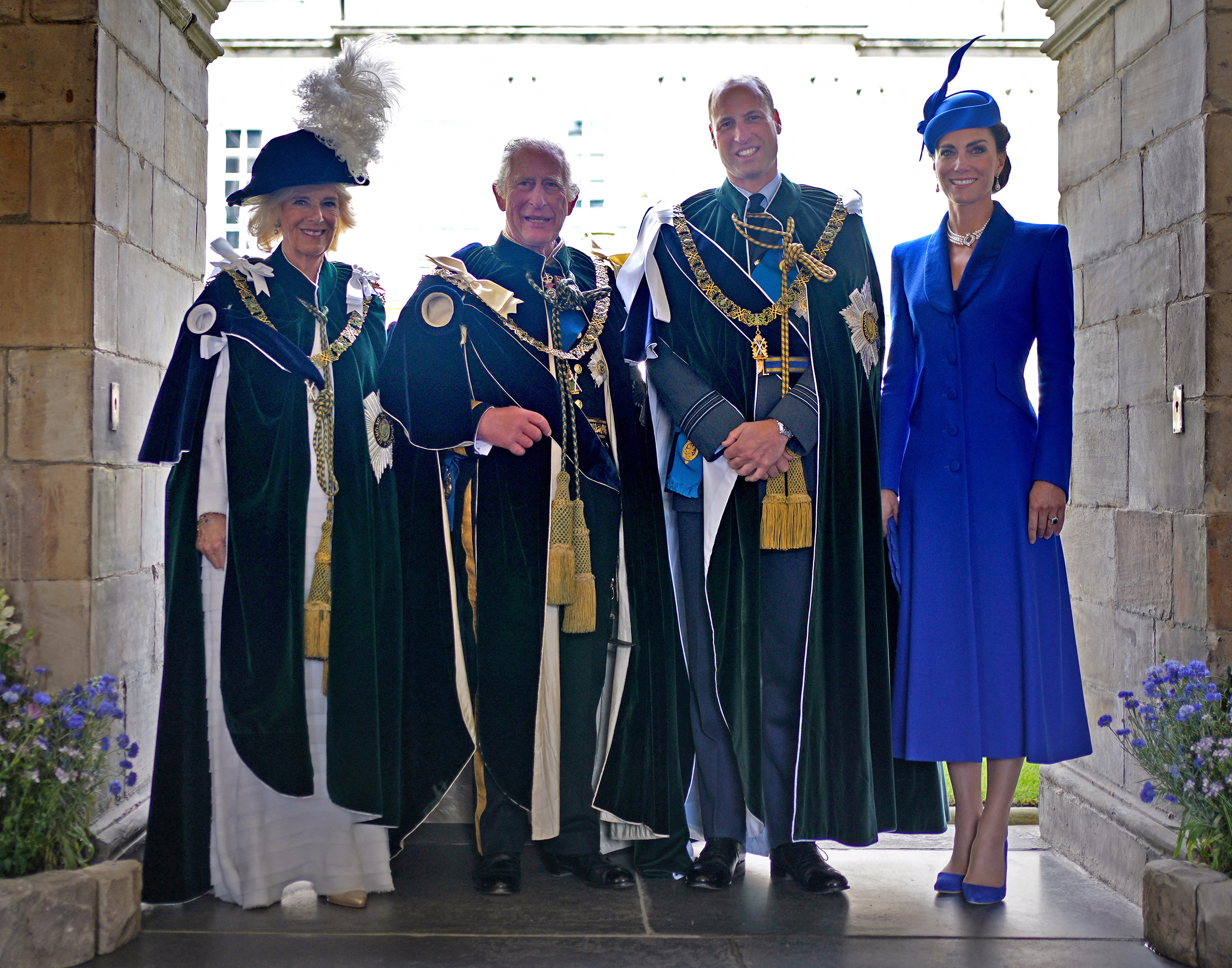 Prinzessin Catherine, Prinz William, Königin Camilla und König Charles III. beim nationalen Dankes- und Einweihungsgottesdienst in der St. Giles' Cathedral in Edinburgh am 5. Juli 2023 | Quelle: Getty Images