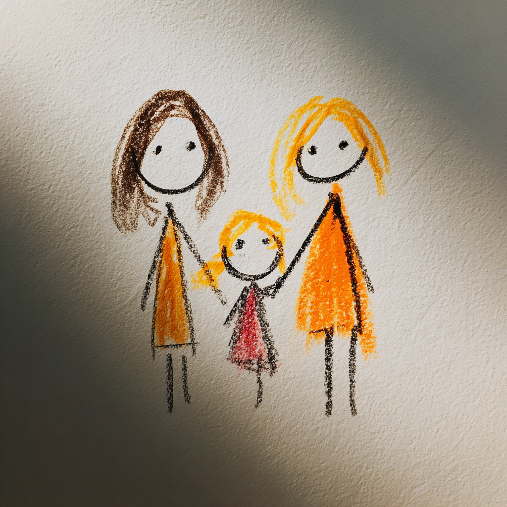 Eine Kinderzeichnung von Strichmännchen | Quelle: Midjourney