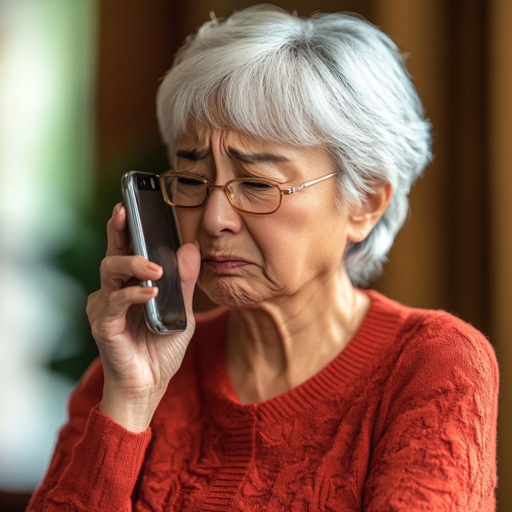 Ältere Frau am Telefon | Quelle: Midjourney