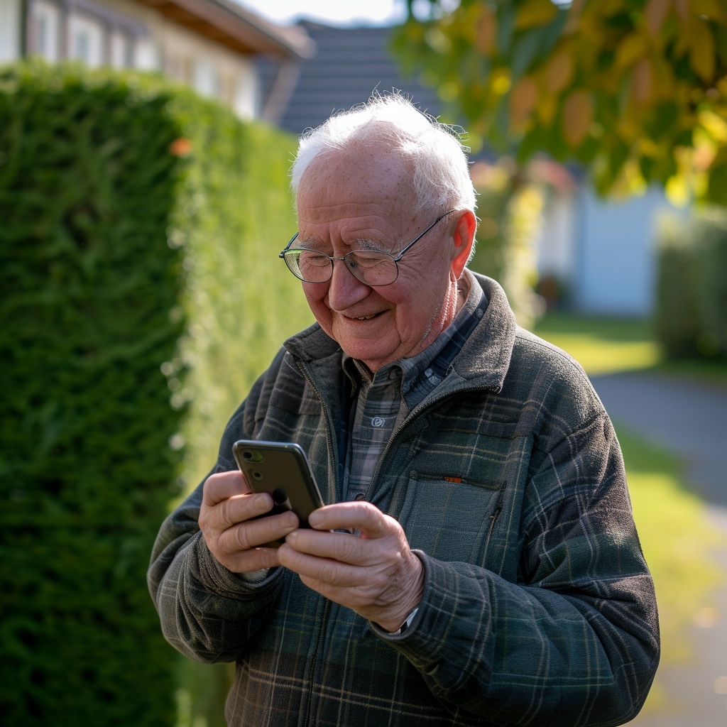 Ein älterer Mann benutzt ein Telefon | Quelle: Midjourney