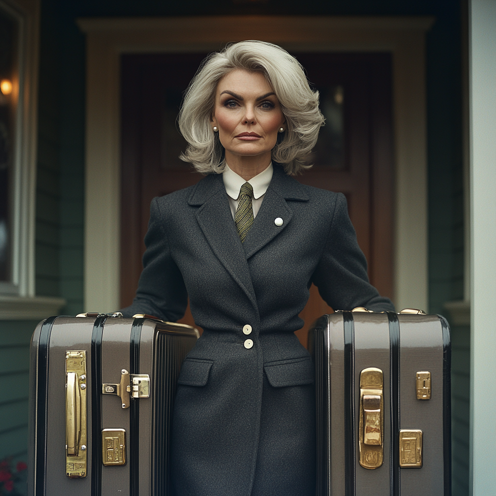 Eine wütende Frau, die mit ihren Taschen abreist | Quelle: Midjourney
