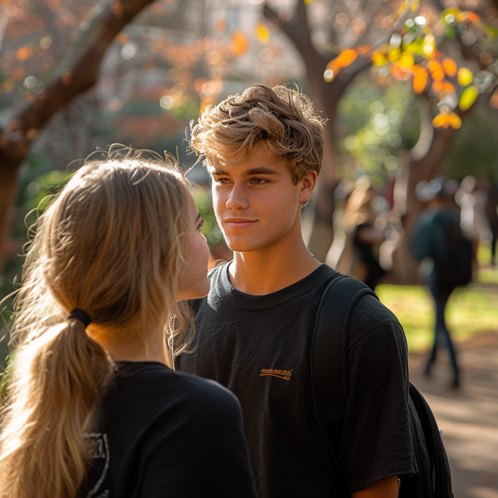 Stefan spricht mit Nancy | Quelle: Midjourney