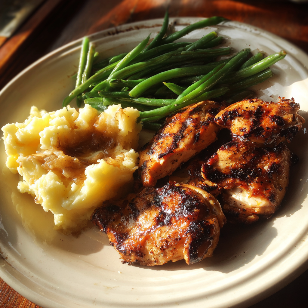 Ein Teller mit Essen auf einem Tisch | Quelle: Midjourney