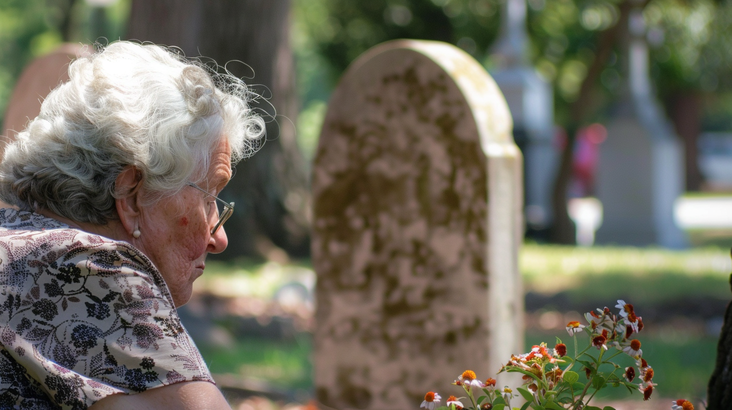 Eine alte Dame auf dem Friedhof | Quelle: Midjourney