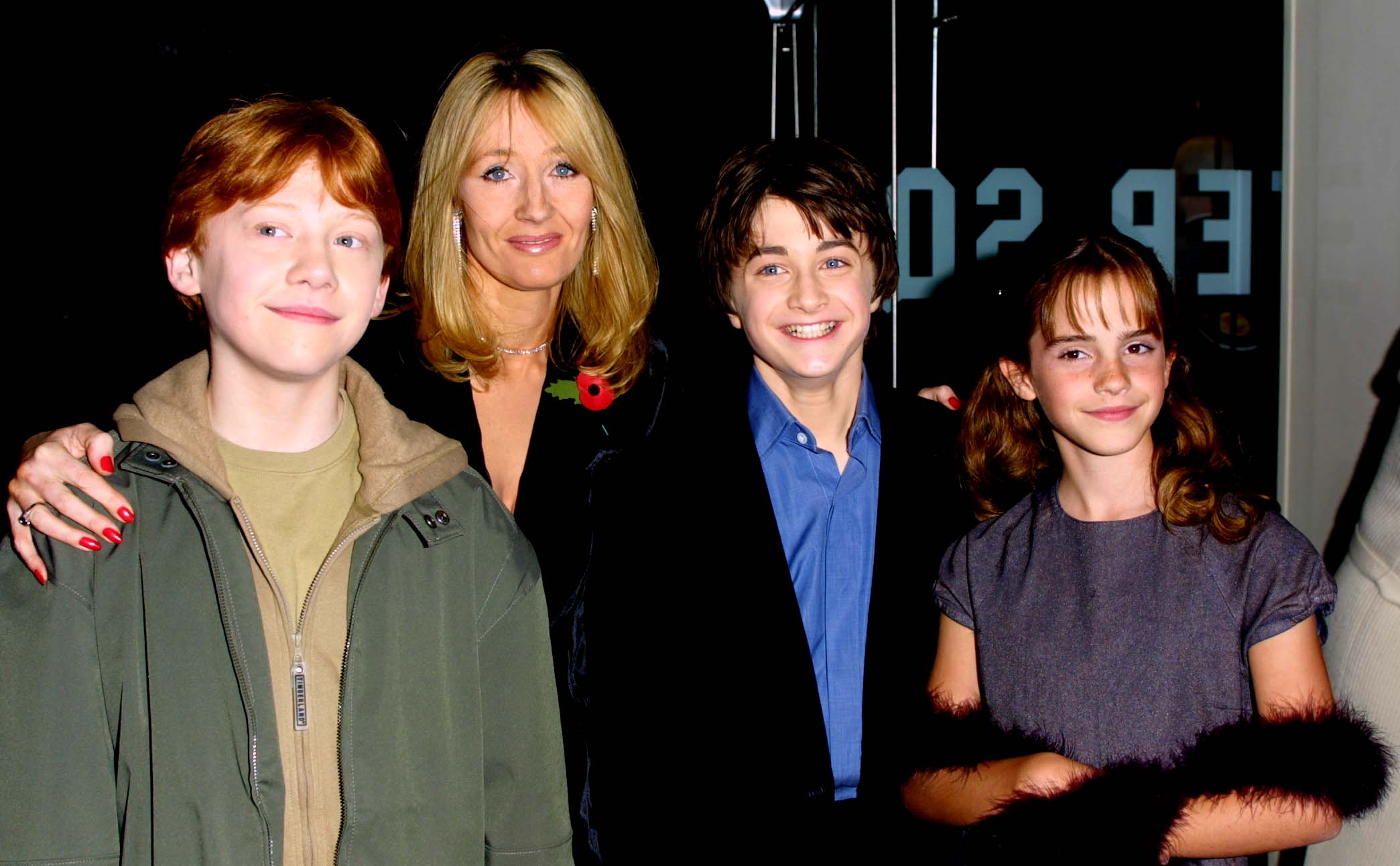 Rupert Grint, J.K. Rowling, Daniel Radcliffe und Emma Watson bei der Weltpremiere von