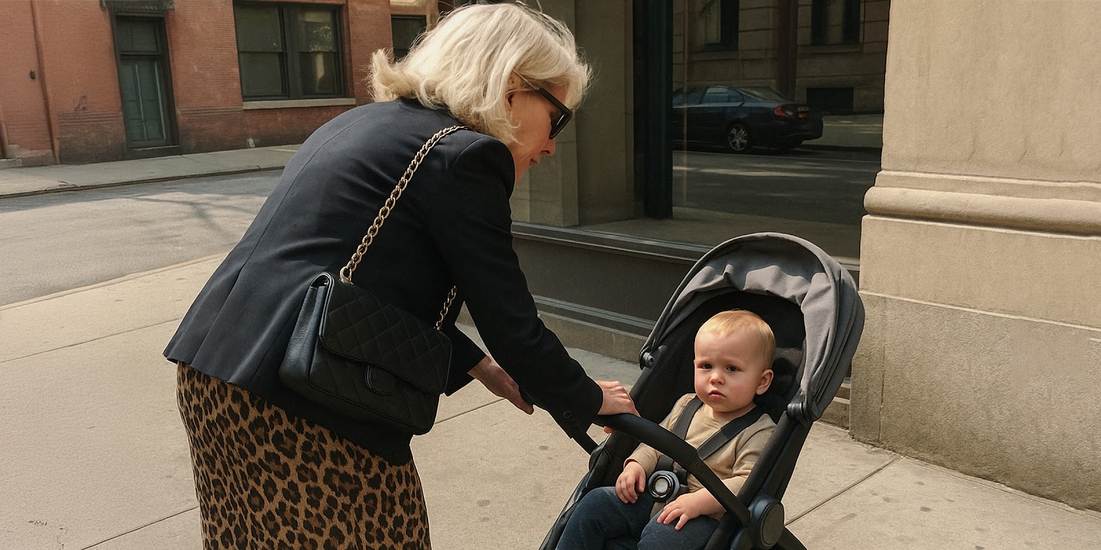 Eine ältere Frau und ein Baby. | Quelle: Sora