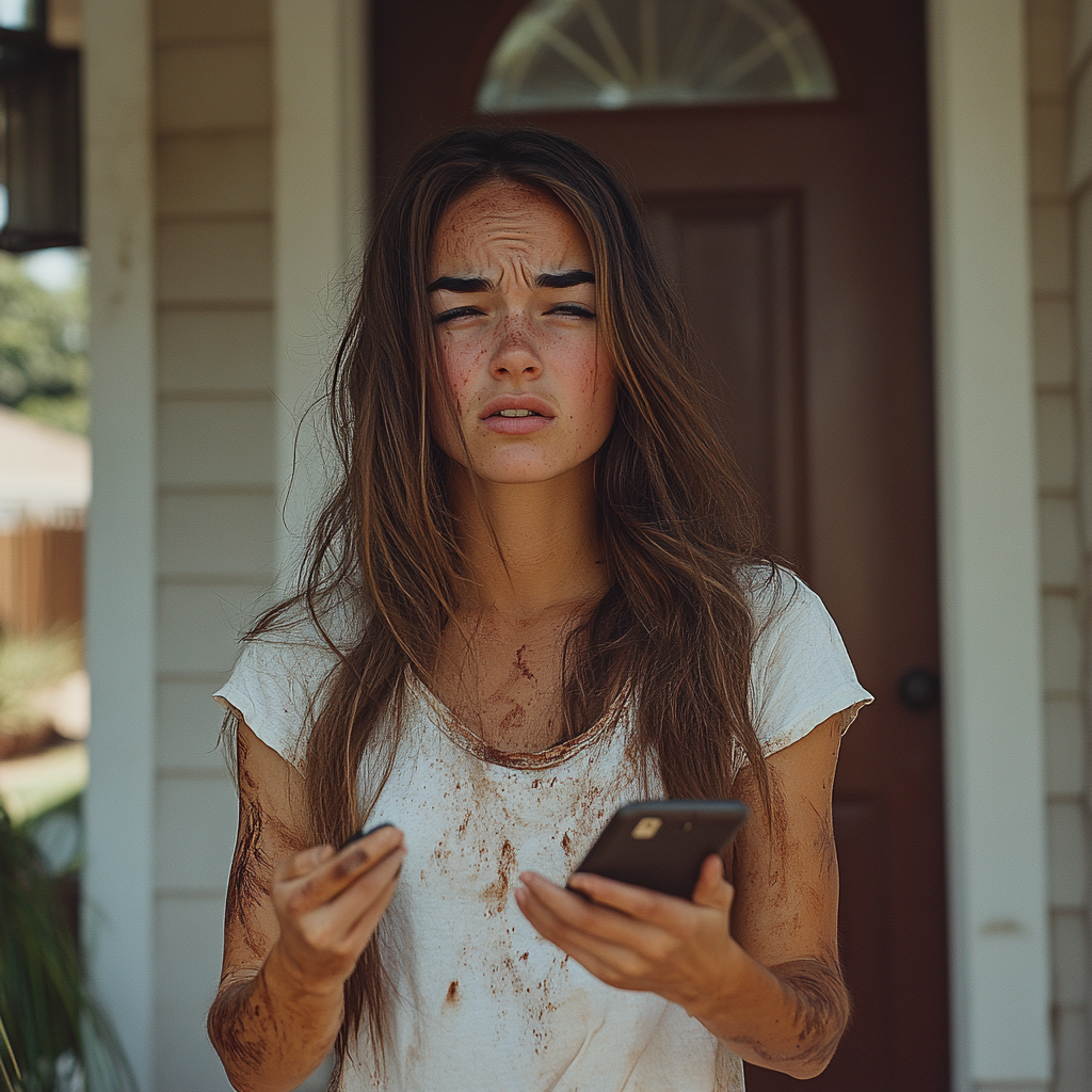 Eine Frau hält ihr Telefon in die Höhe | Quelle: Midjourney