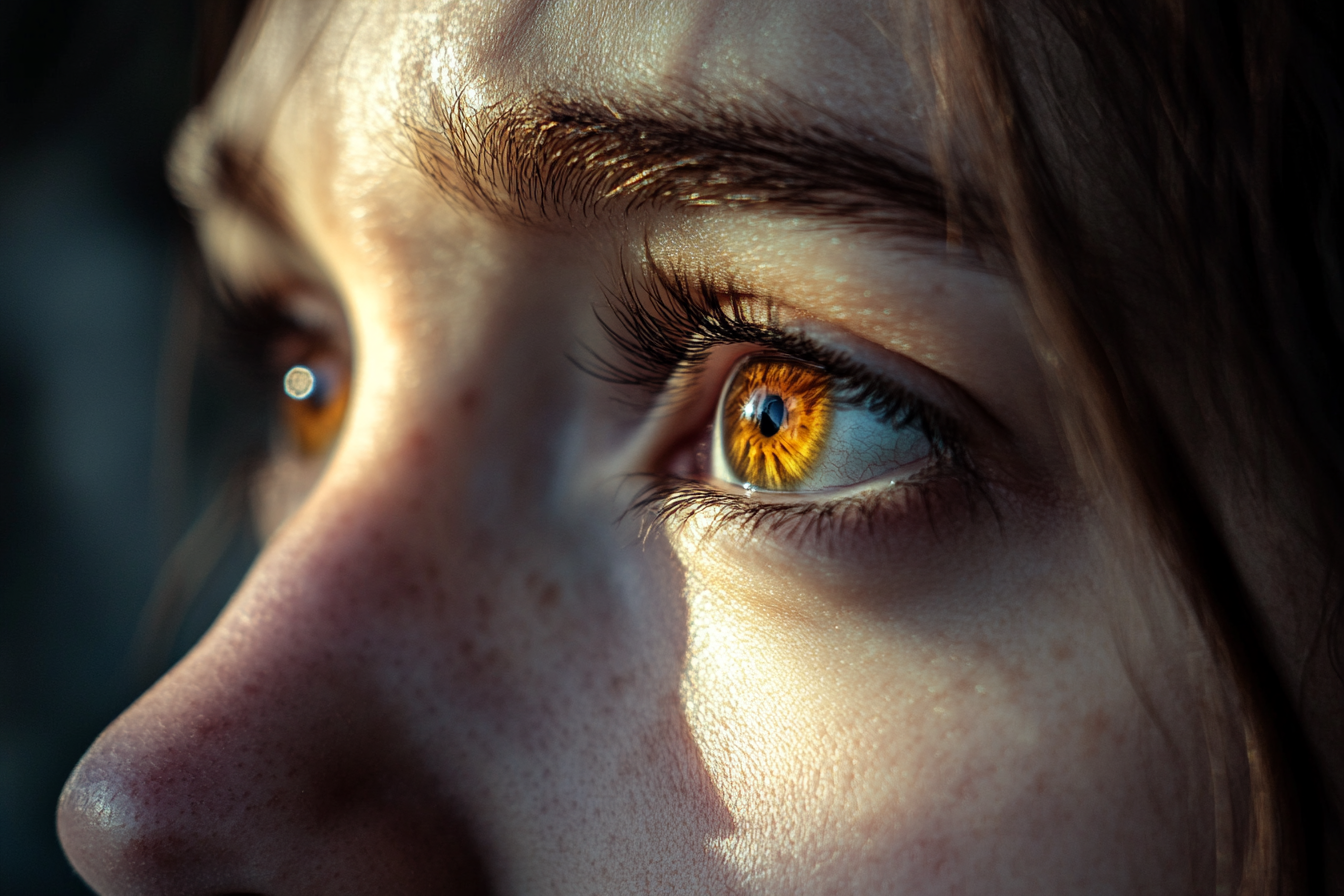 Eine Frau mit einem ängstlichen Blick in den Augen | Quelle: Midjourney