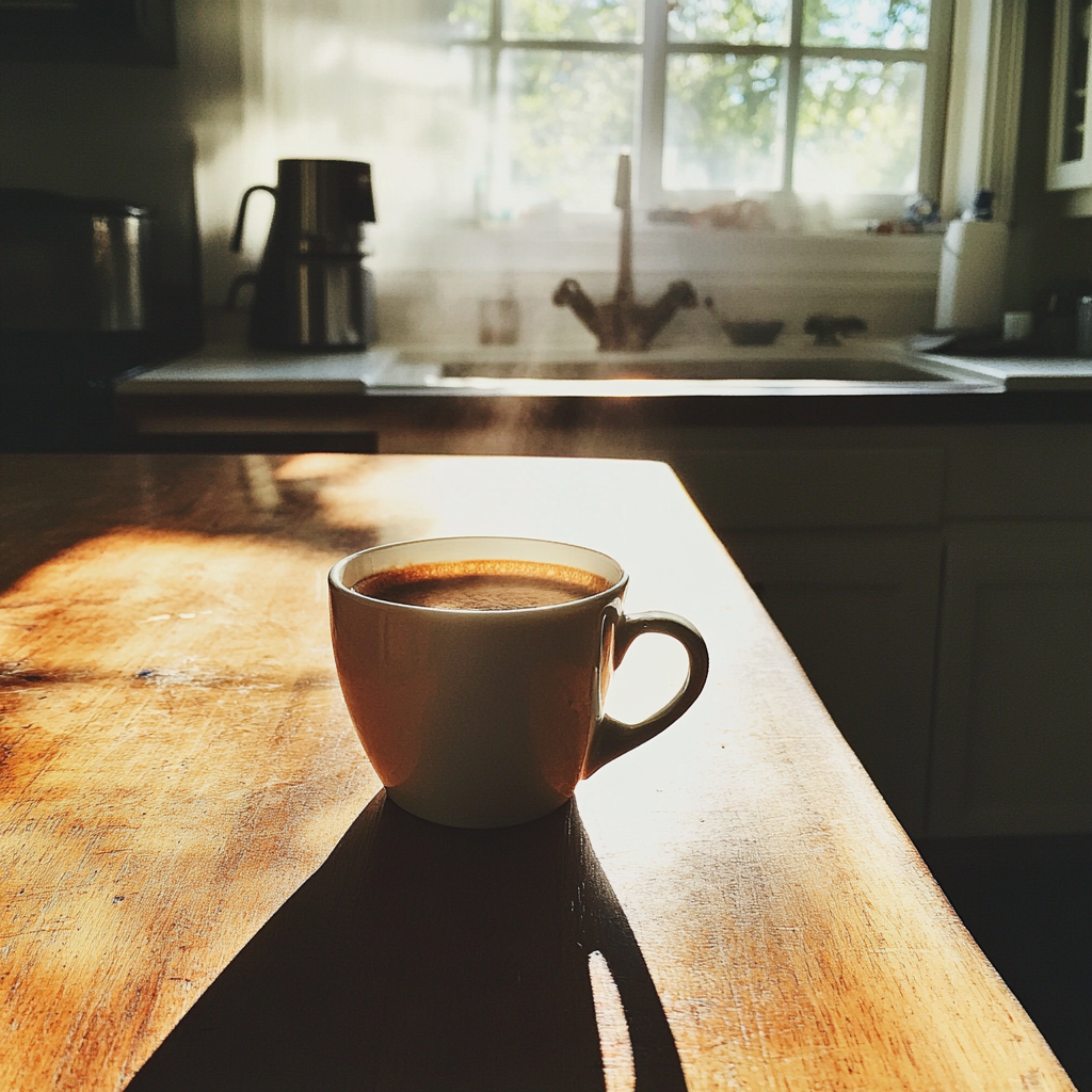 Eine Tasse Kaffee auf einem Tisch | Quelle: Midjourney