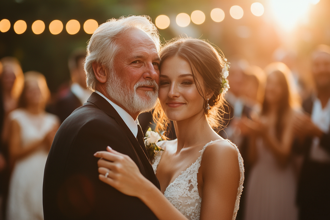 Mann unterstützt seine Tochter bei ihrer Hochzeit | Quelle: Midjourney