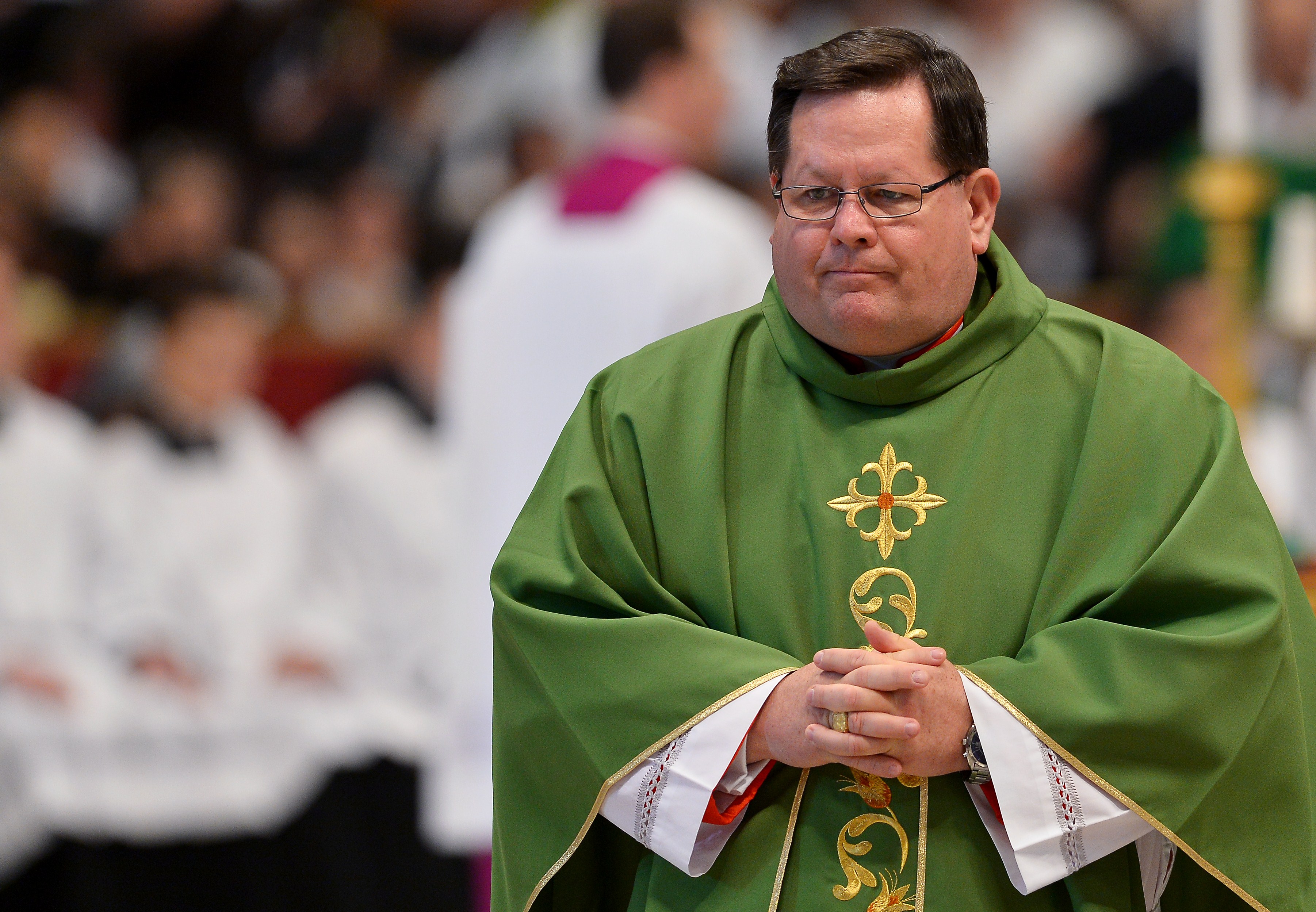 Kardinal Gérald Cyprien Lacroix ist während der Heiligen Messe zu sehen, die Papst Franziskus am 23. Februar 2014 im Petersdom im Vatikan leitet. | Quelle: Getty Images